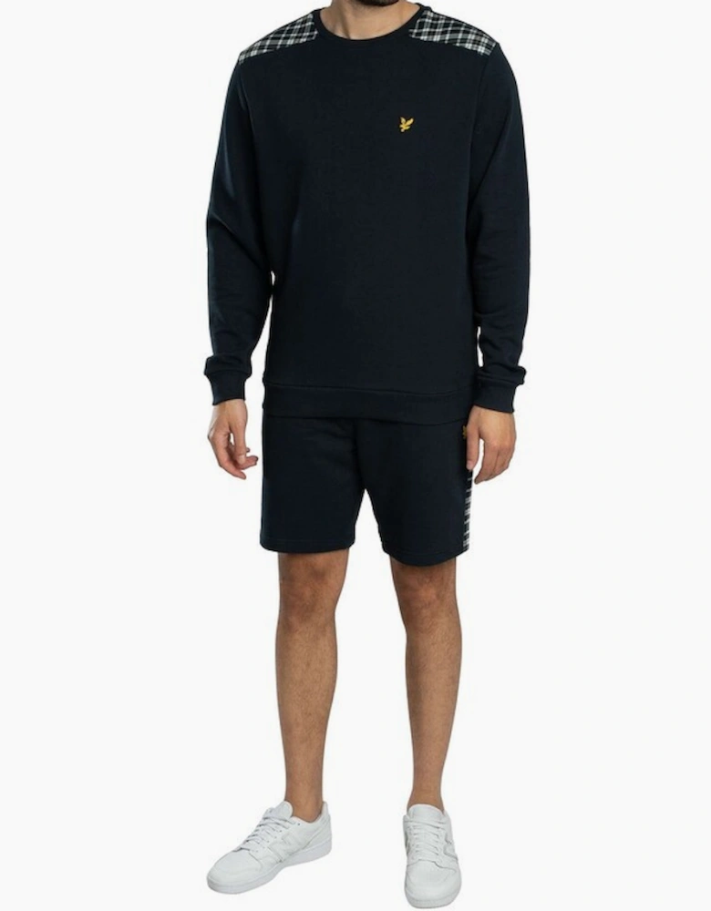 Lyle & Scott Check Panelled Crewneck Sweatshirt - Dark Navy