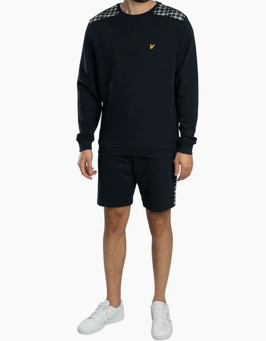 Lyle & Scott Check Panelled Crewneck Sweatshirt - Dark Navy