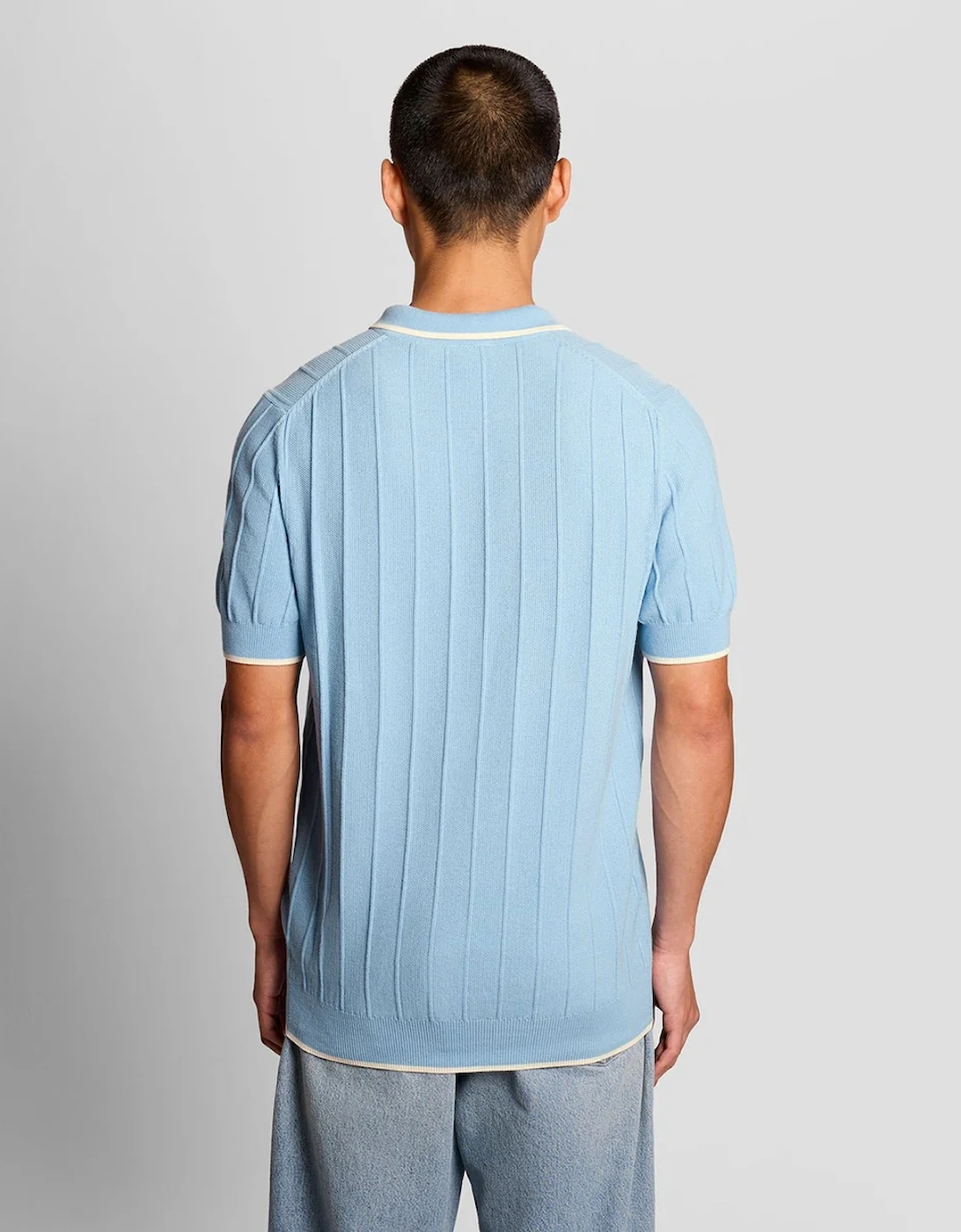 Lyle & Scott Tipped Pique Knitted Polo Shirt - Chalk Blue
