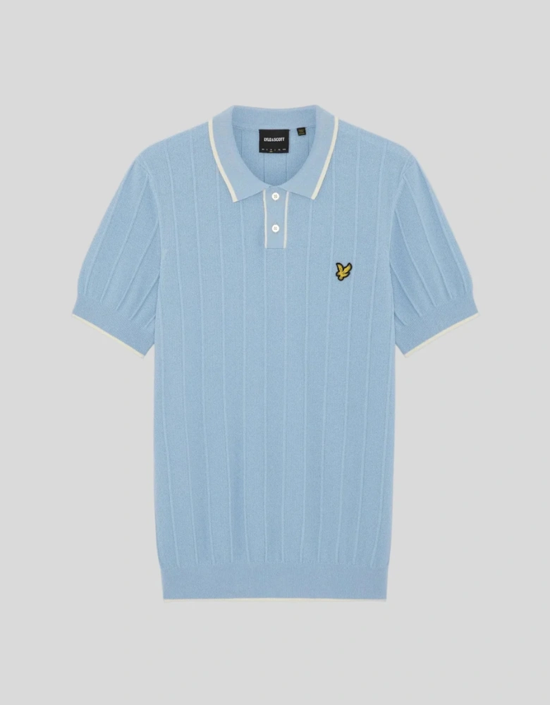 Lyle & Scott Tipped Pique Knitted Polo Shirt - Chalk Blue