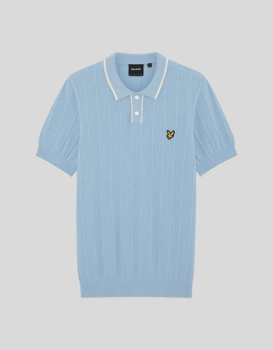 Lyle & Scott Tipped Pique Knitted Polo Shirt - Chalk Blue