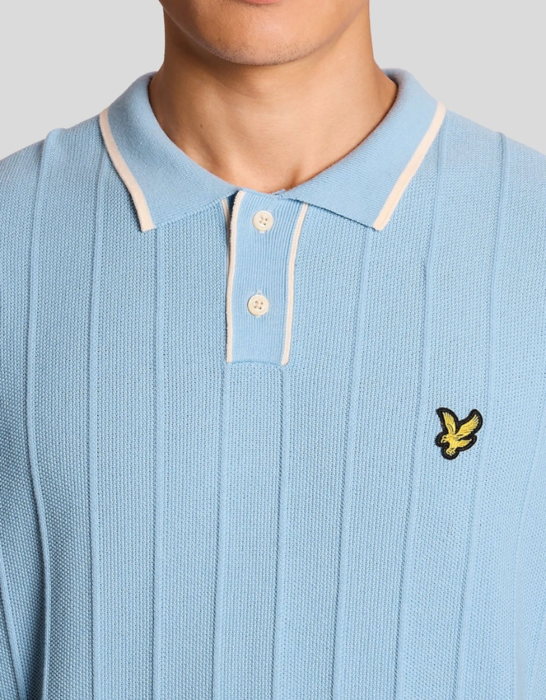 Lyle & Scott Tipped Pique Knitted Polo Shirt - Chalk Blue