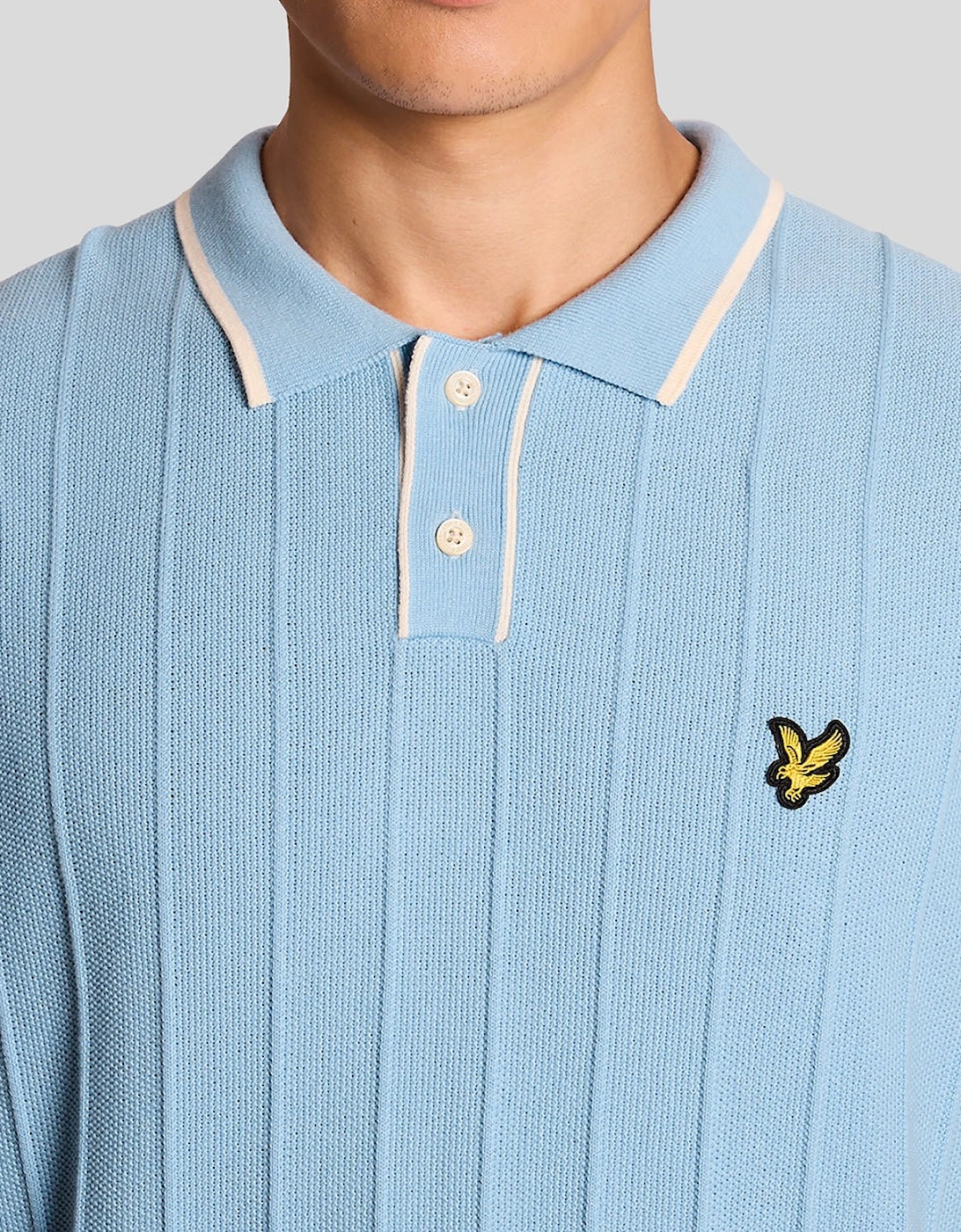 Lyle & Scott Tipped Pique Knitted Polo Shirt - Chalk Blue