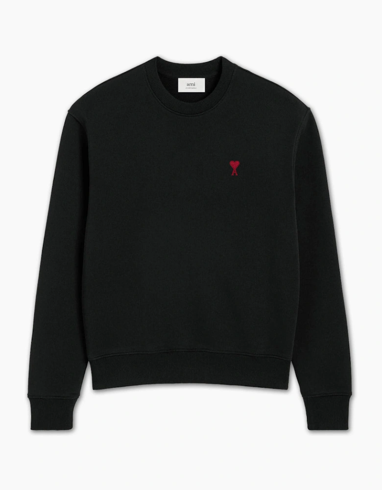 Men's Black Ami Paris 'Ami De Coeur' Red Logo Sweatshirt