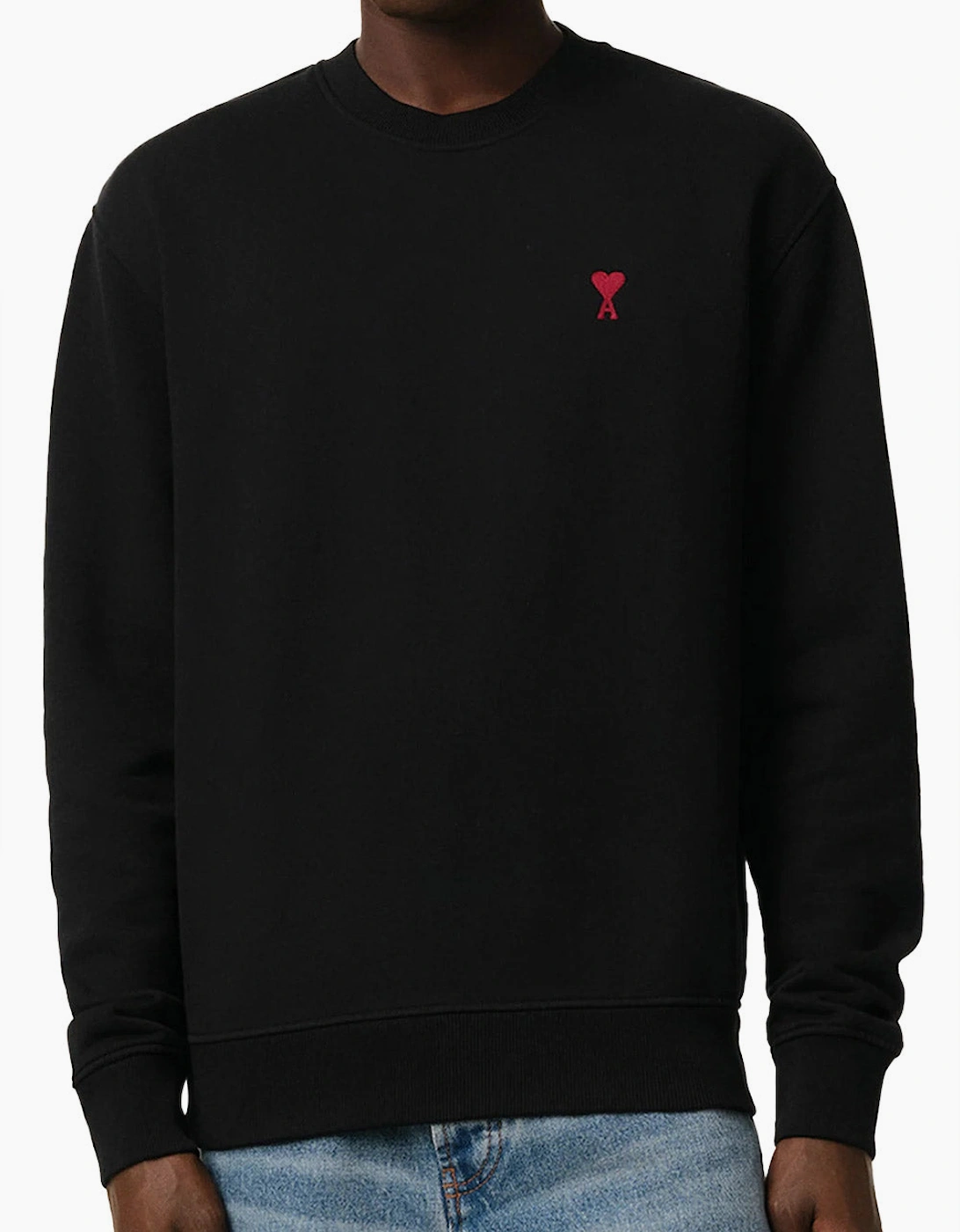Men's Black Ami Paris 'Ami De Coeur' Red Logo Sweatshirt