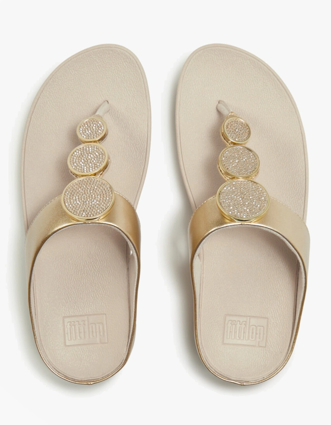 FitFlop HALO BEAD Womens Toe-Post Sandals Platino