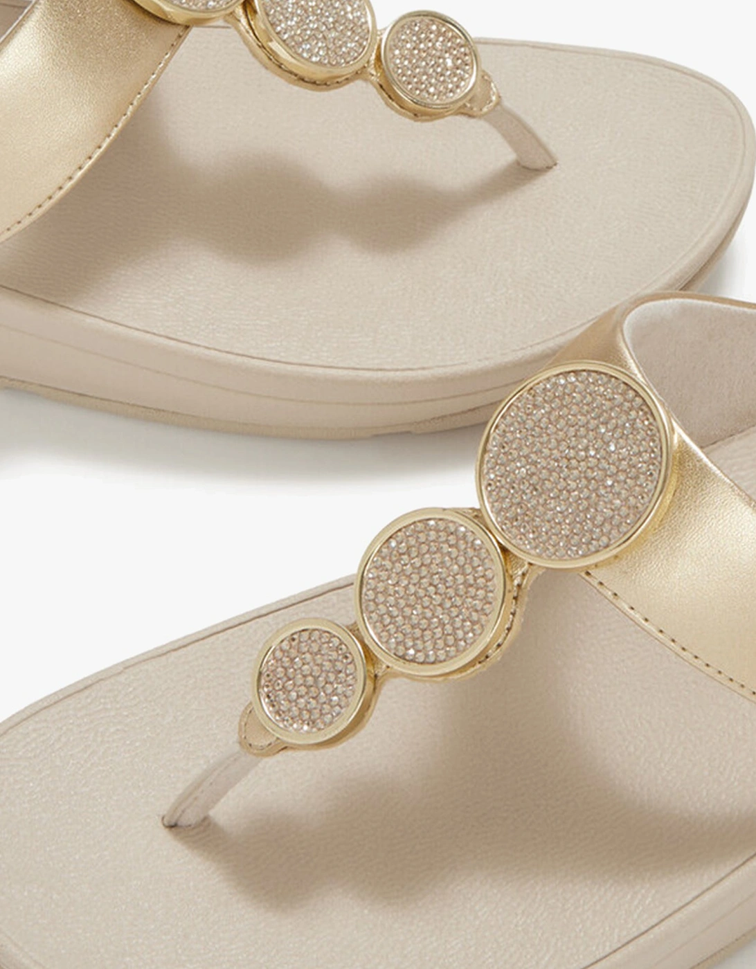 FitFlop HALO BEAD Womens Toe-Post Sandals Platino