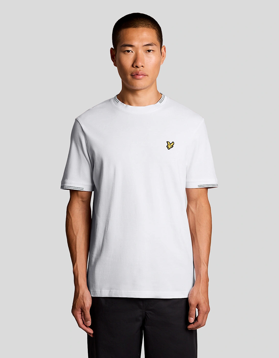 Lyle & Scott Fine Tipped Mens T-Shirt - Y162 White/Everglade, 7 of 6