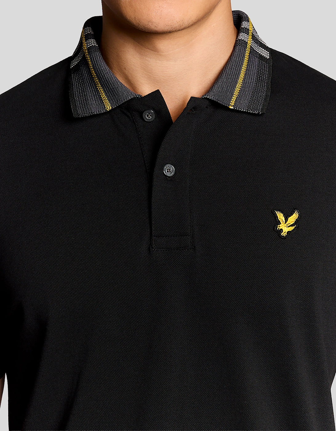 Lyle & Scott Tartan Collar Mens Polo Shirt - Z865 Jet Black