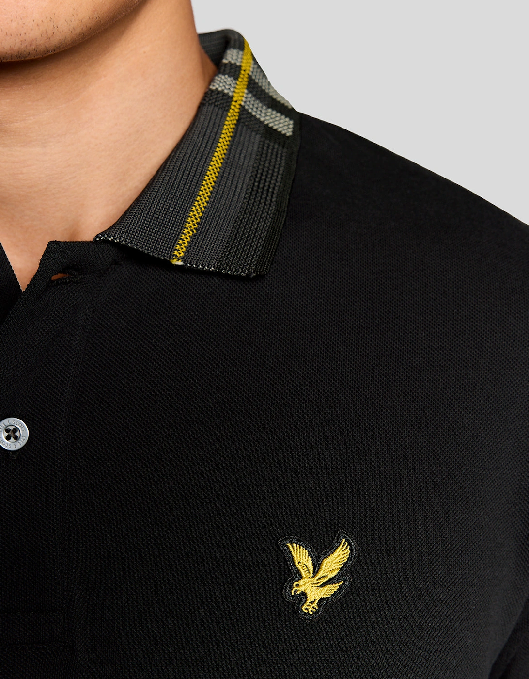 Lyle & Scott Tartan Collar Mens Polo Shirt - Z865 Jet Black