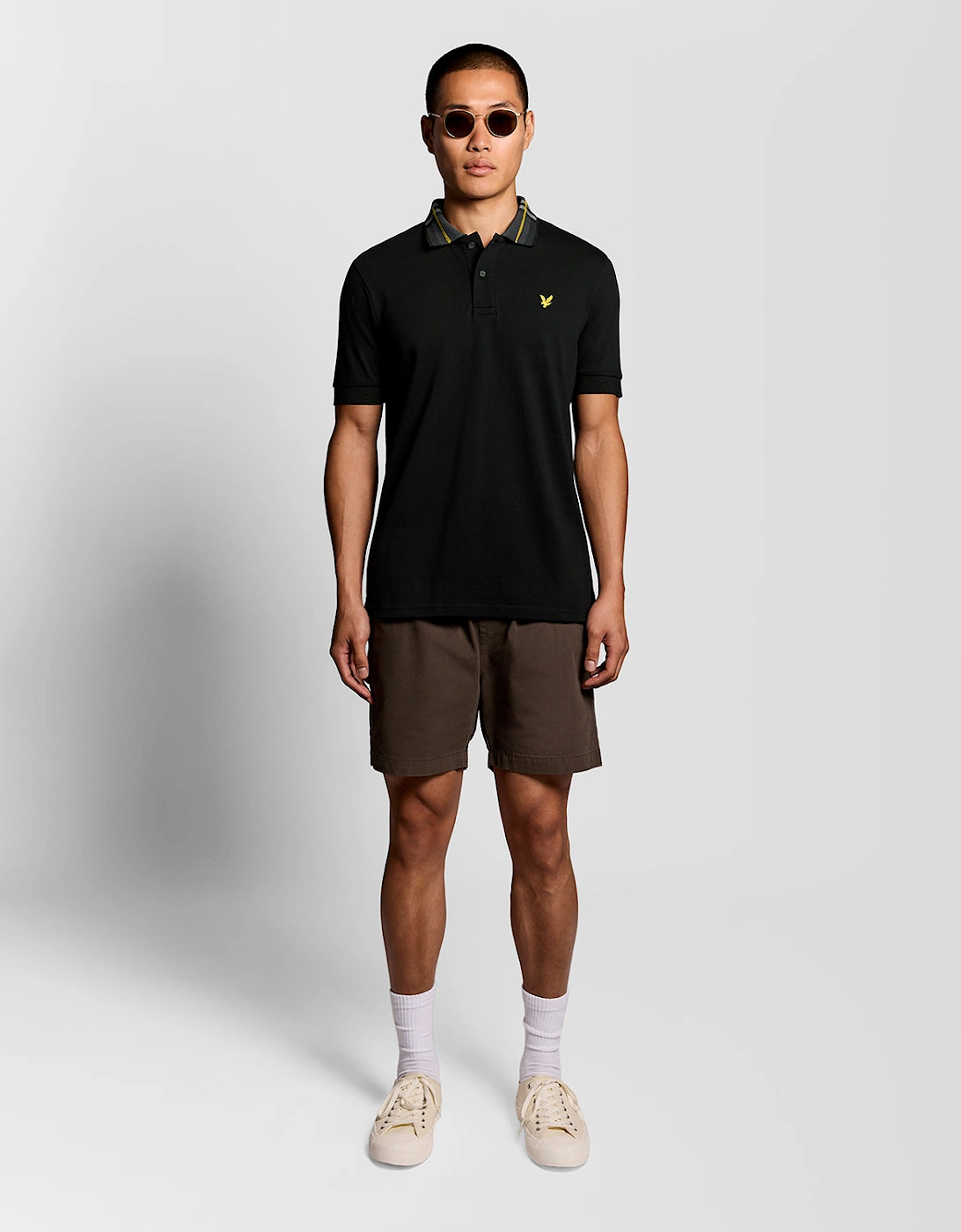 Lyle & Scott Tartan Collar Mens Polo Shirt - Z865 Jet Black