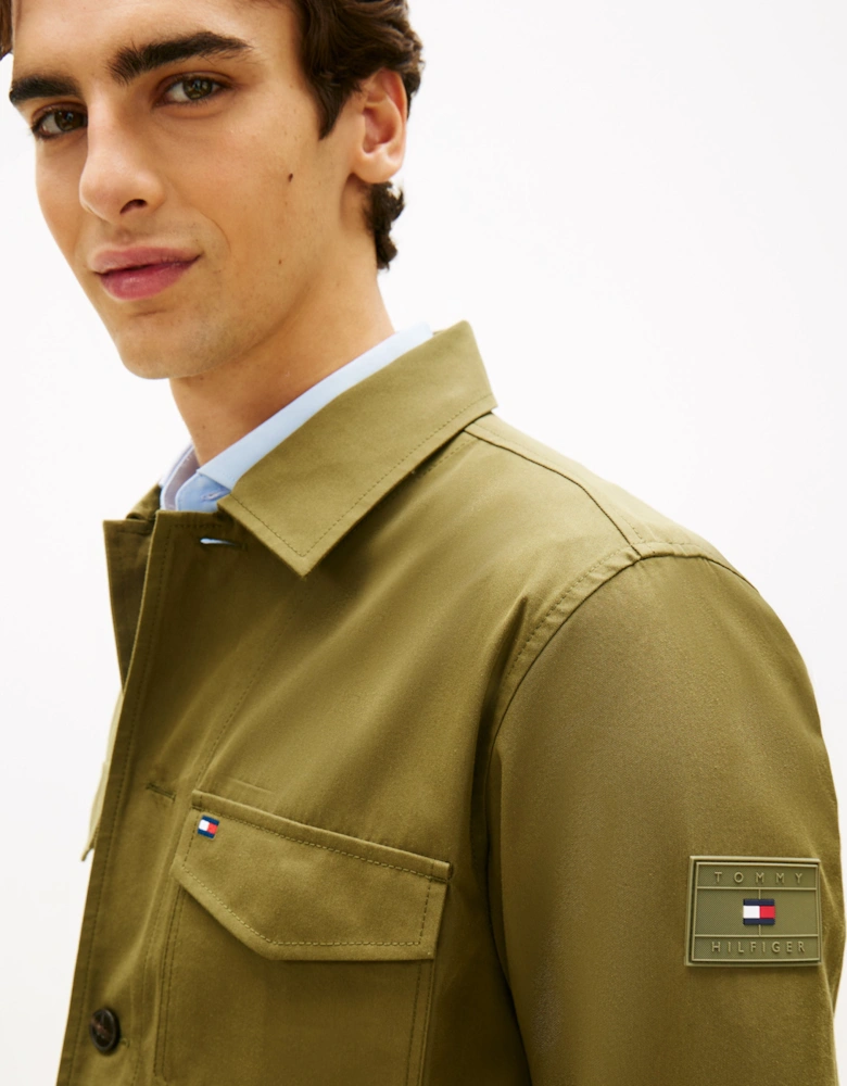 Tommy Hilfiger Cotton Nylon Mens Shirt Jacket - Dark Artichoke