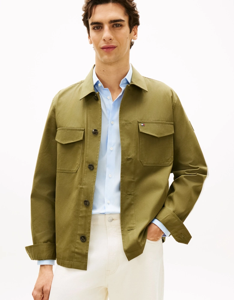 Tommy Hilfiger Cotton Nylon Mens Shirt Jacket - Dark Artichoke