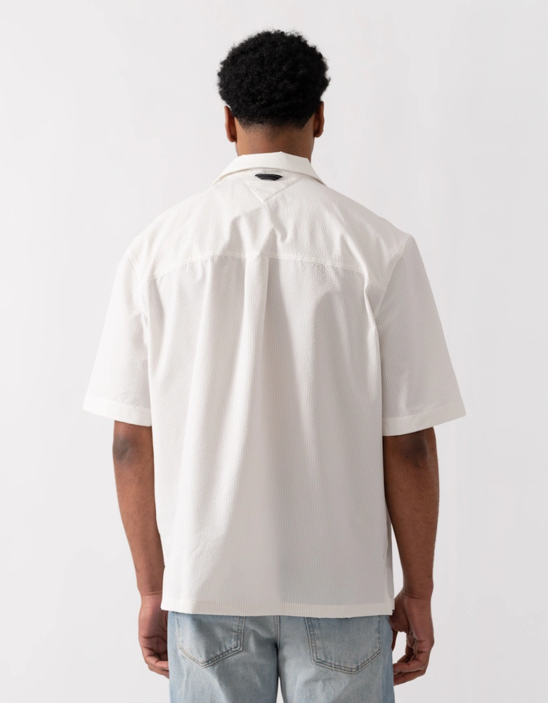 Tommy Hilfiger Performance Seersucker Mens Short Sleeve Shirt - Ivory Petal/Ecru Stripe