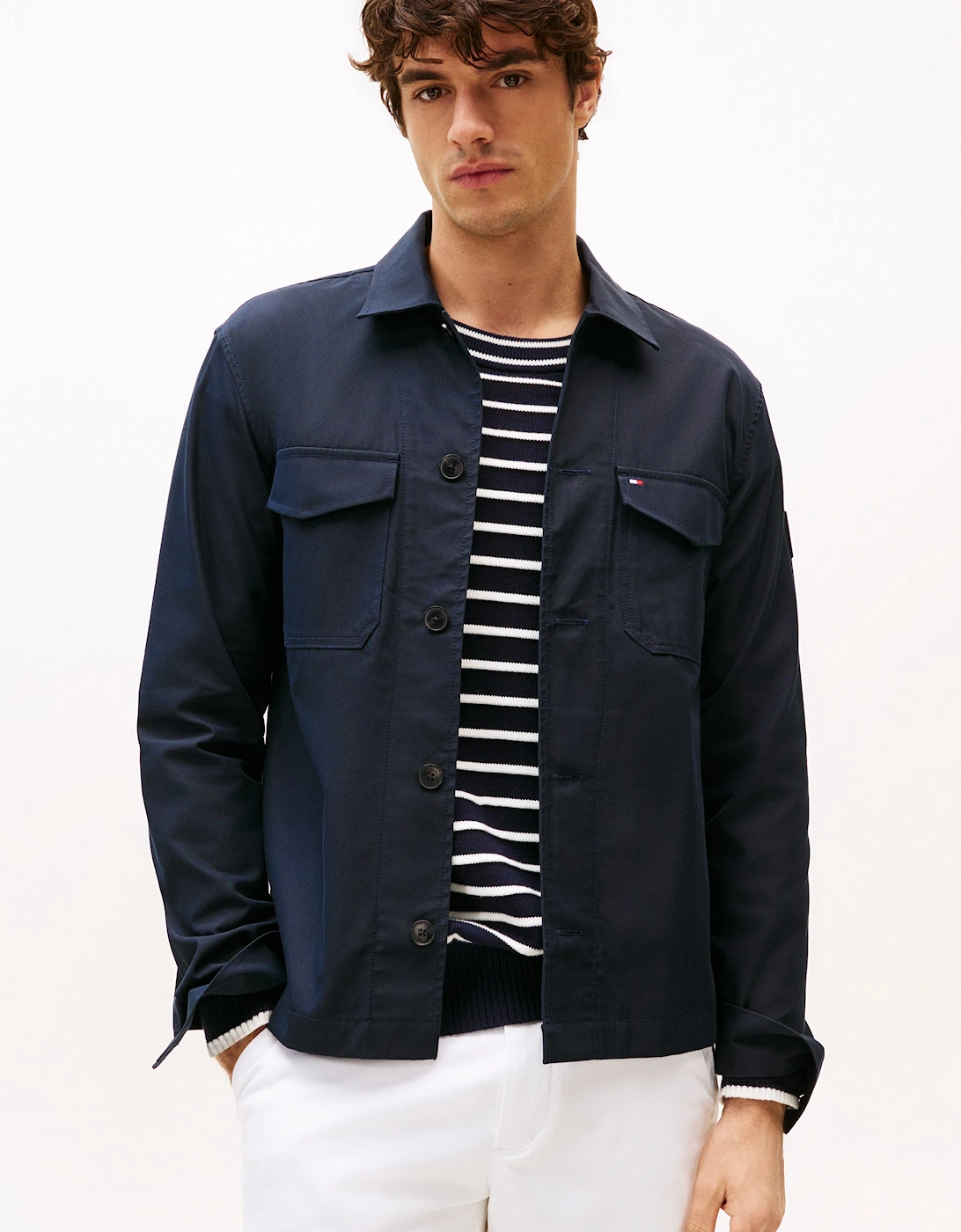 Tommy Hilfiger Cotton Nylon Mens Shirt Jacket - Desert Sky, 7 of 6