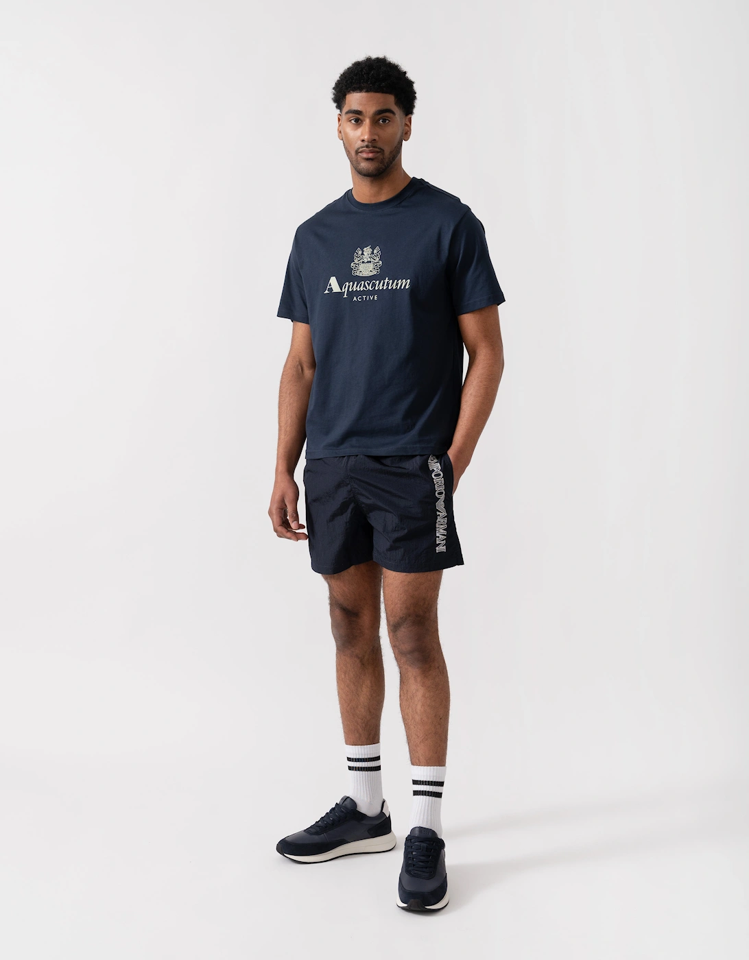 Aquascutum Mens Big Logo T-Shirt - Navy 11