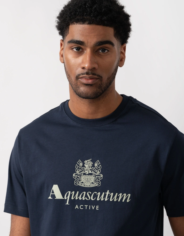 Aquascutum Mens Big Logo T-Shirt - Navy 11