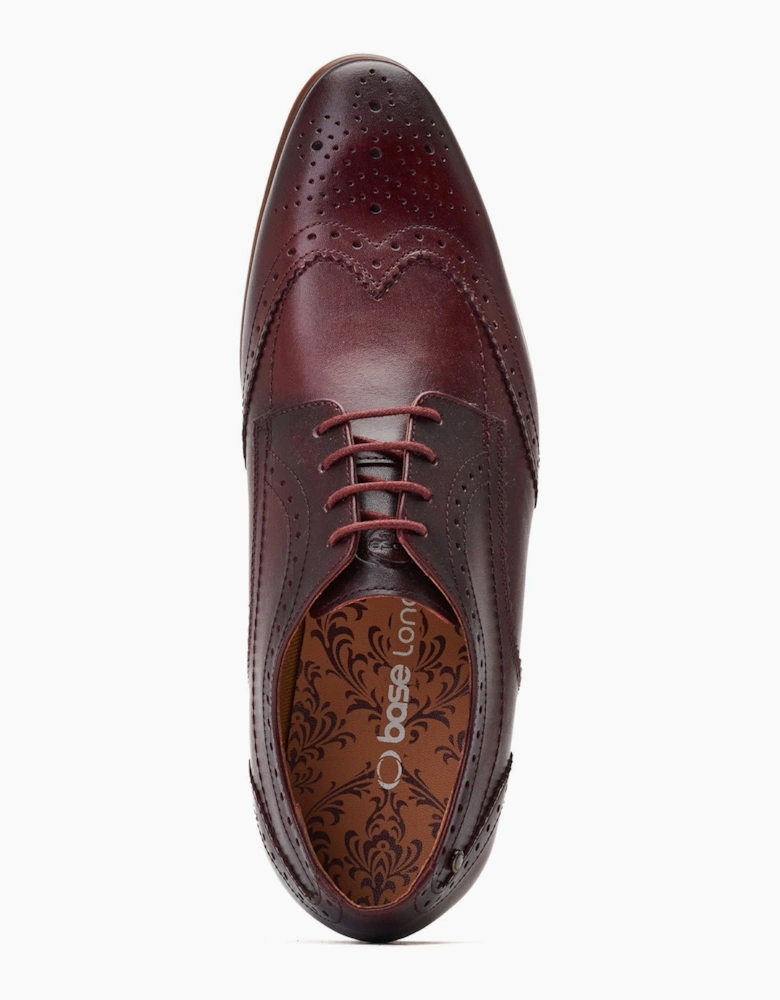 Base London BARBERA Mens Brogue Shoes Dark Red