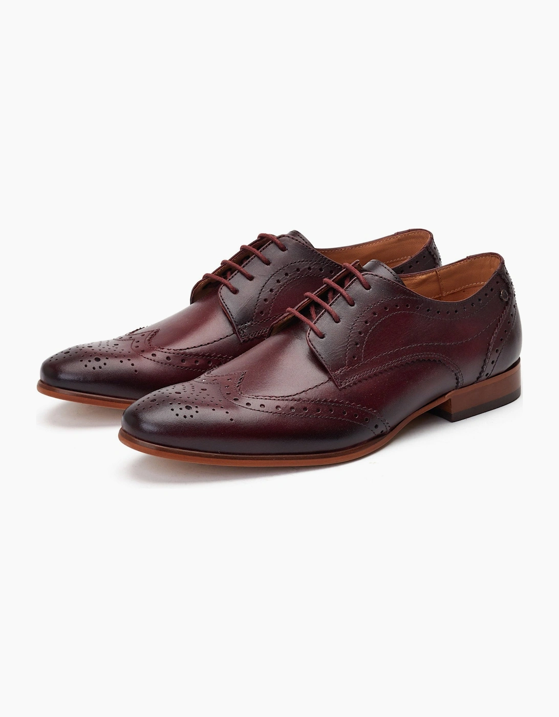 Base London BARBERA Mens Brogue Shoes Dark Red