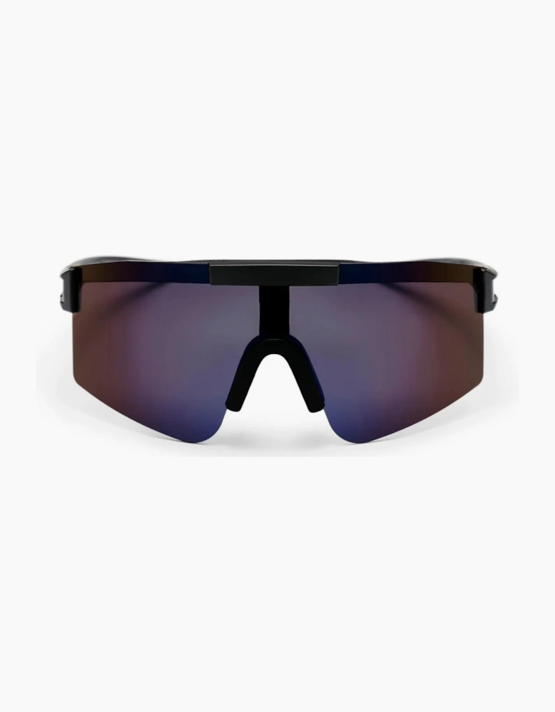 CHPO Luca Oversized Sport Sunglasses - Matte Black/Purple Mirror