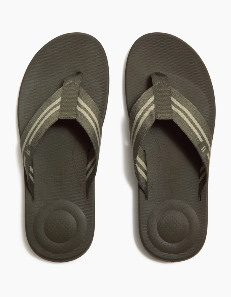 Fitflop iQushion Polyester Men's Deep Olive/Sage Green Flip Flops