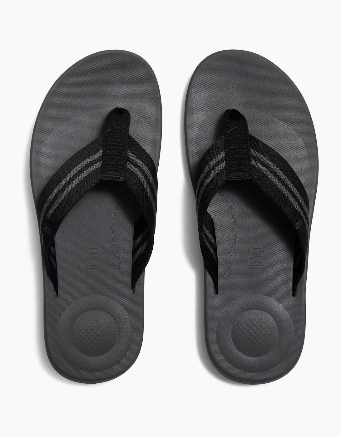 Fitflop iQushion Polyester Men's Black/Charcoal Flip Flops