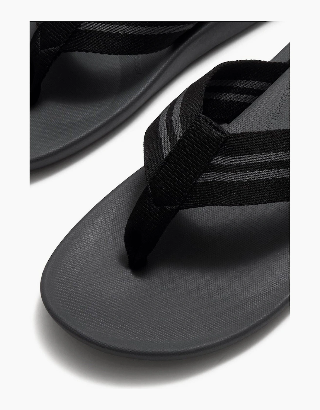 Fitflop iQushion Polyester Men's Black/Charcoal Flip Flops