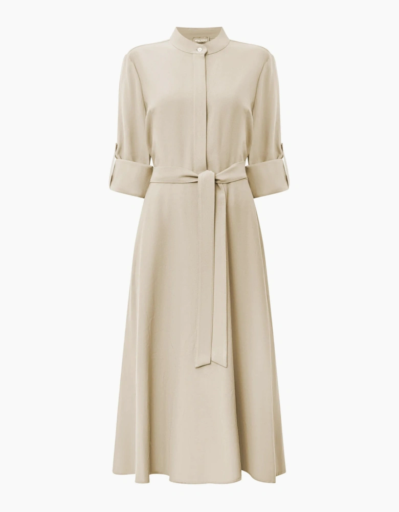 Cream Tie-Waist Midi Dress