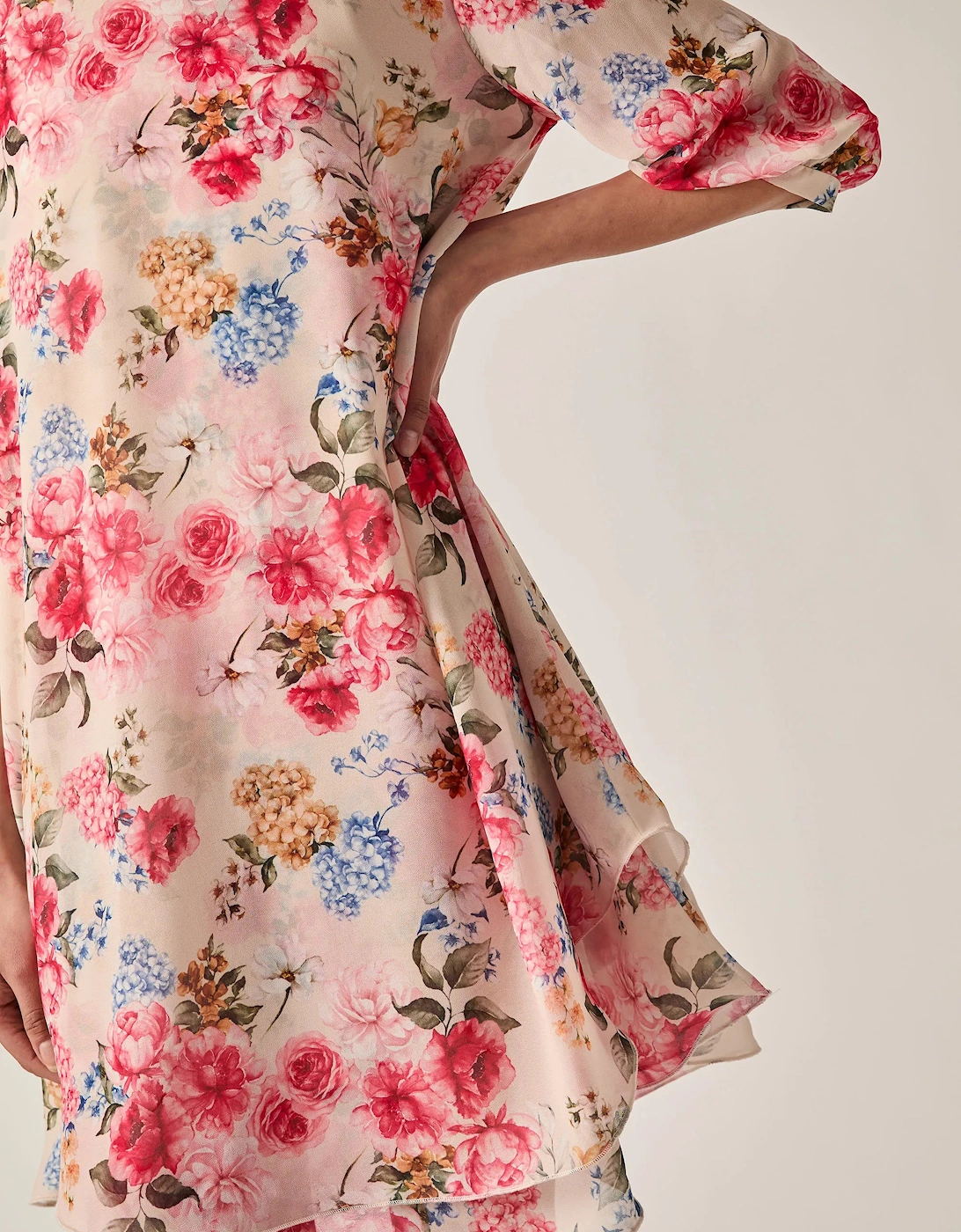 Flower Print Wave Hem Dress