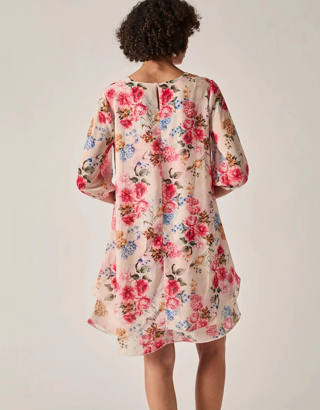 Flower Print Wave Hem Dress