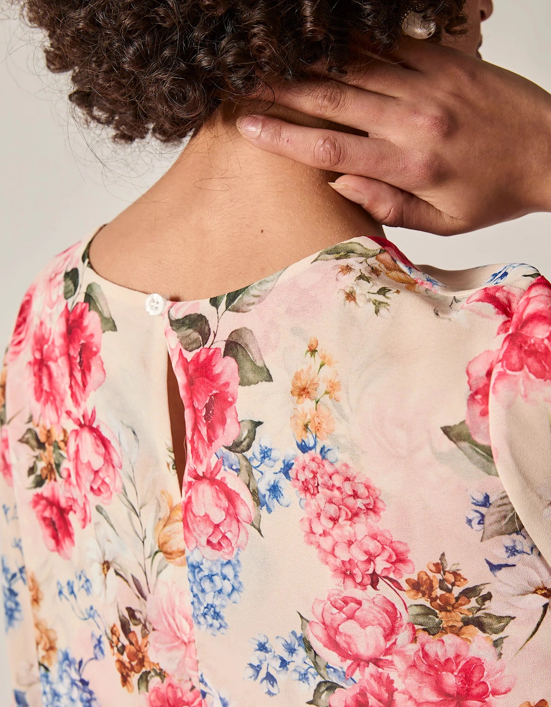 Flower Print Wave Hem Dress