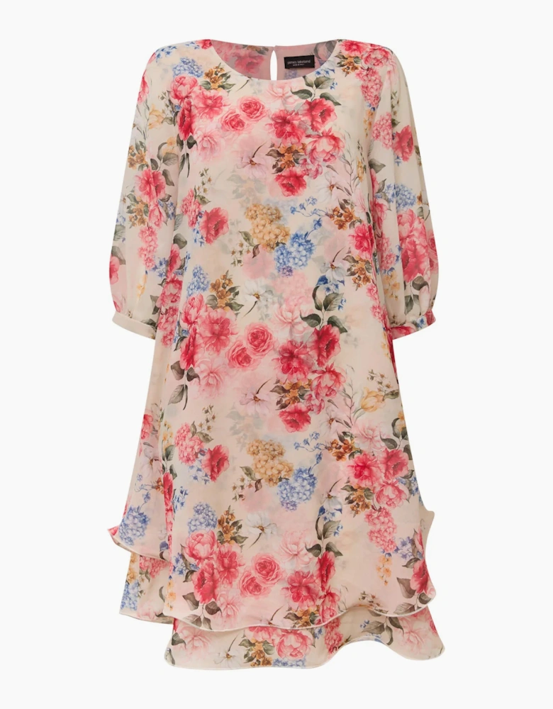 Flower Print Wave Hem Dress