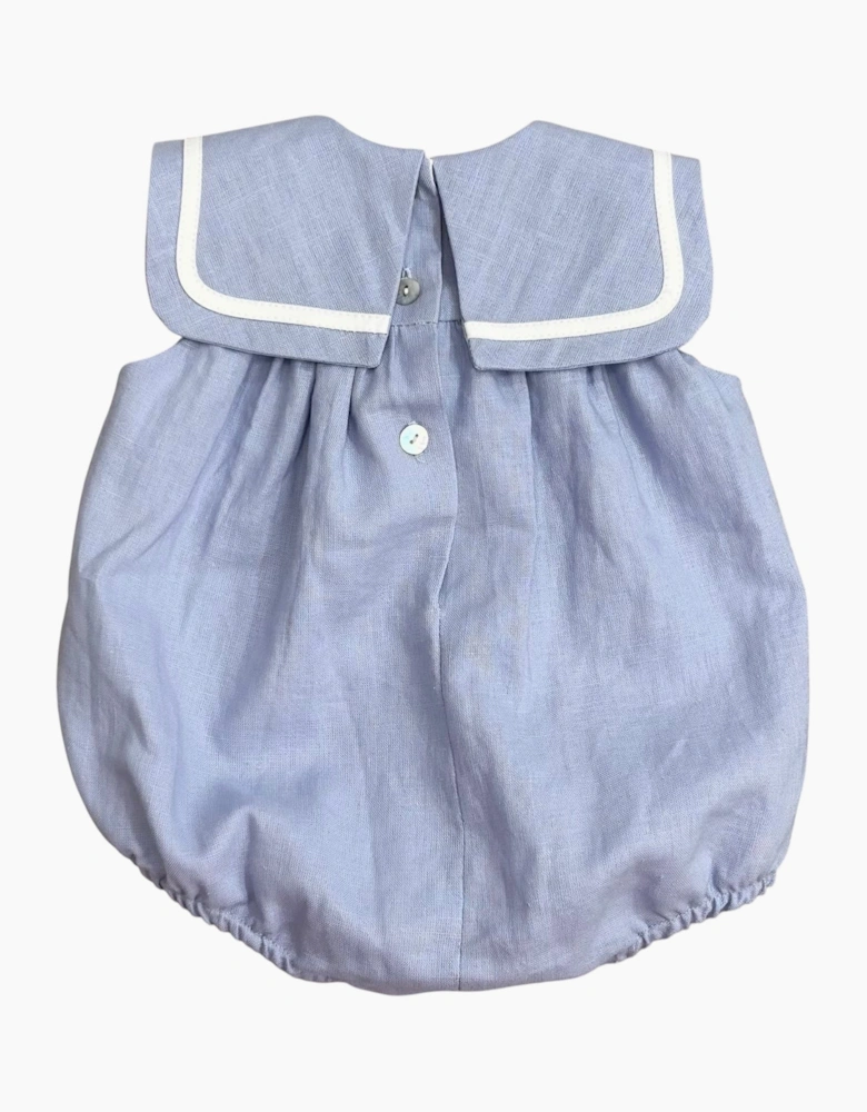 Boys Blue Linen Blend Bib Romper