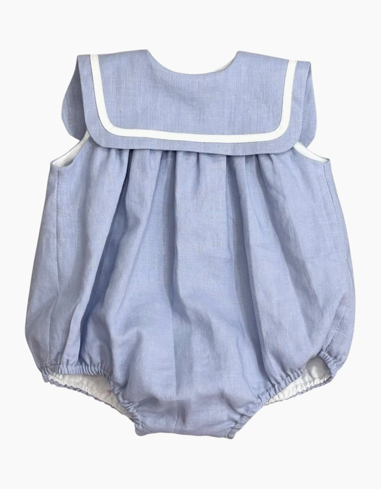 Boys Blue Linen Blend Bib Romper