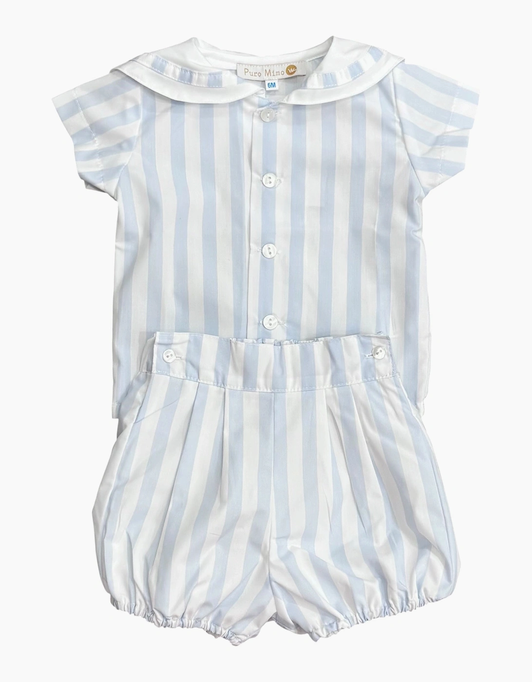 Boys Pale Blue Stripe Sailor Short Set, 3 of 2
