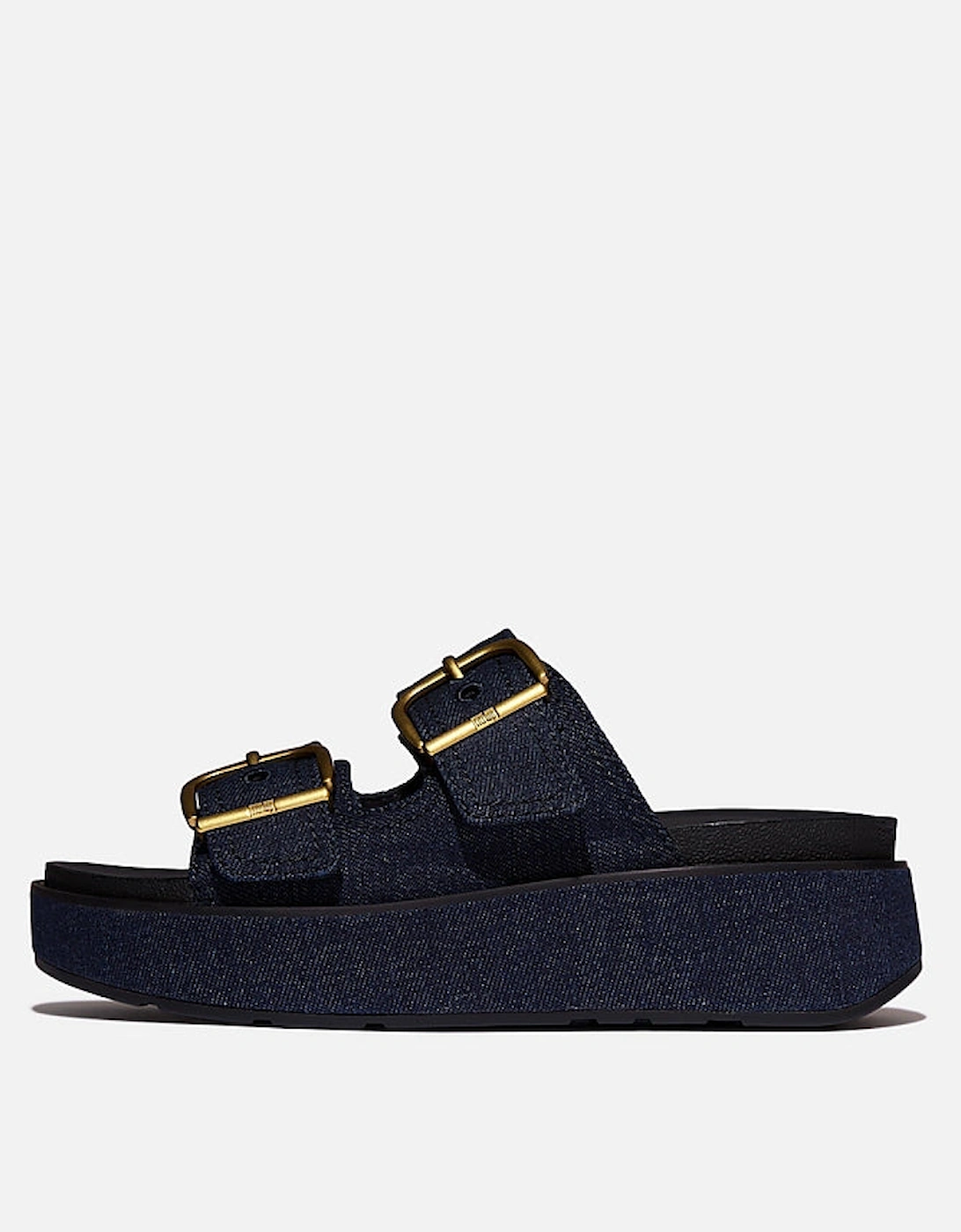 FitFlop Womens GEN-FF Max Buckle Two-Bar Denim Slides - Dark Denim D71