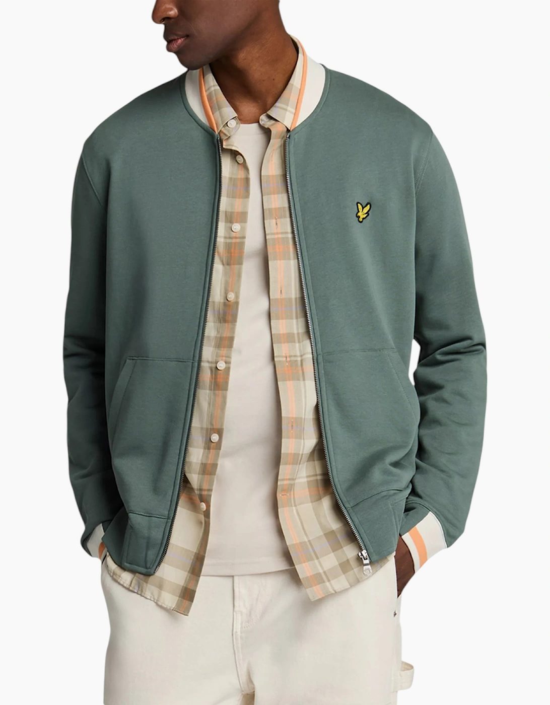 Lyle & Scott Mens Summer Sweatshirt Half Tipped Jersey Casual Cotton Full Zip, 10 of 9