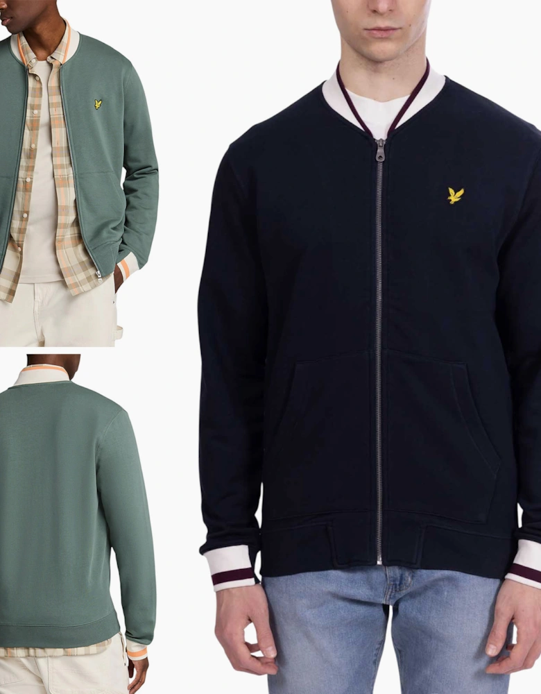 Lyle & Scott Mens Summer Sweatshirt Half Tipped Jersey Casual Cotton Full Zip