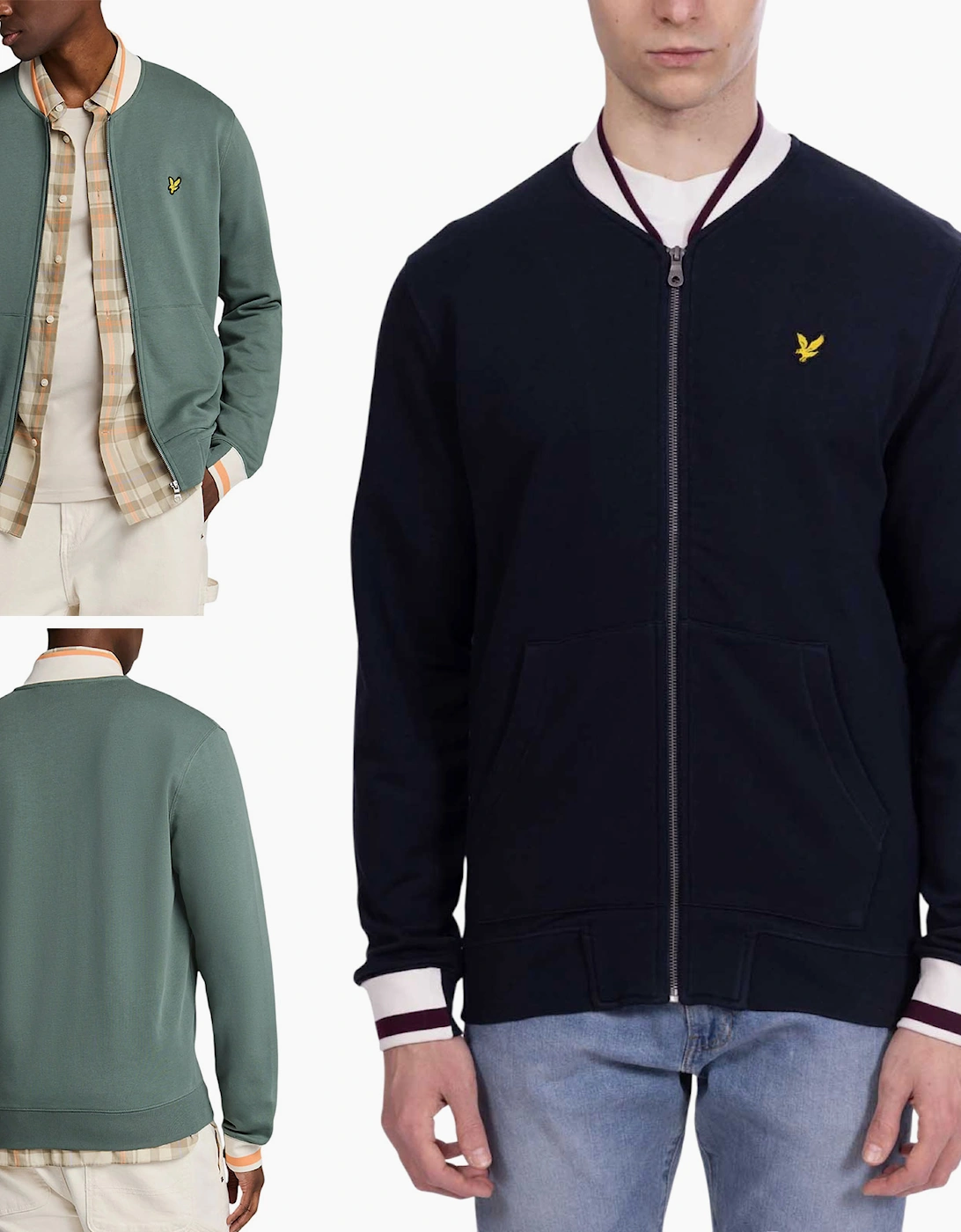 Lyle & Scott Mens Summer Sweatshirt Half Tipped Jersey Casual Cotton Full Zip
