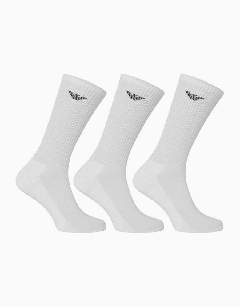 Emporio Armani CC300 Mens Crew Socks Everyday Sports Cotton 3 Pack Trainer Socks