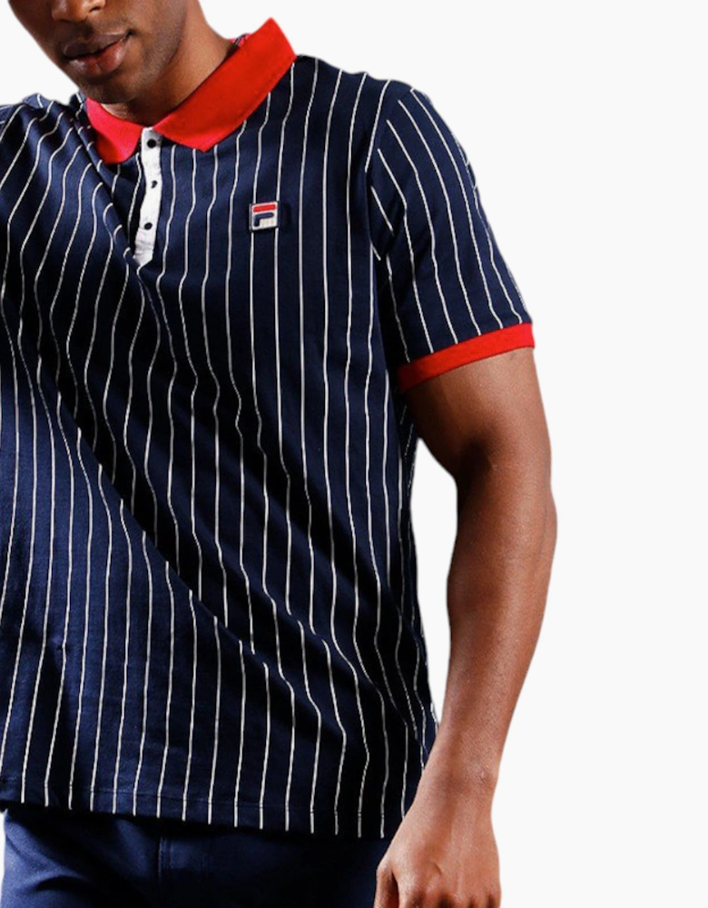 FILA Mens Polo Shirt Short Sleeve Vintage Striped Summer Cotton Sports Golf Tee