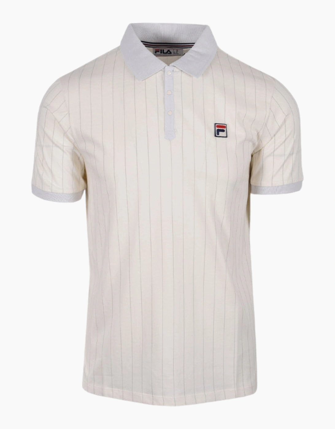 FILA Mens Polo Shirt Short Sleeve Vintage Striped Summer Cotton Sports Golf Tee