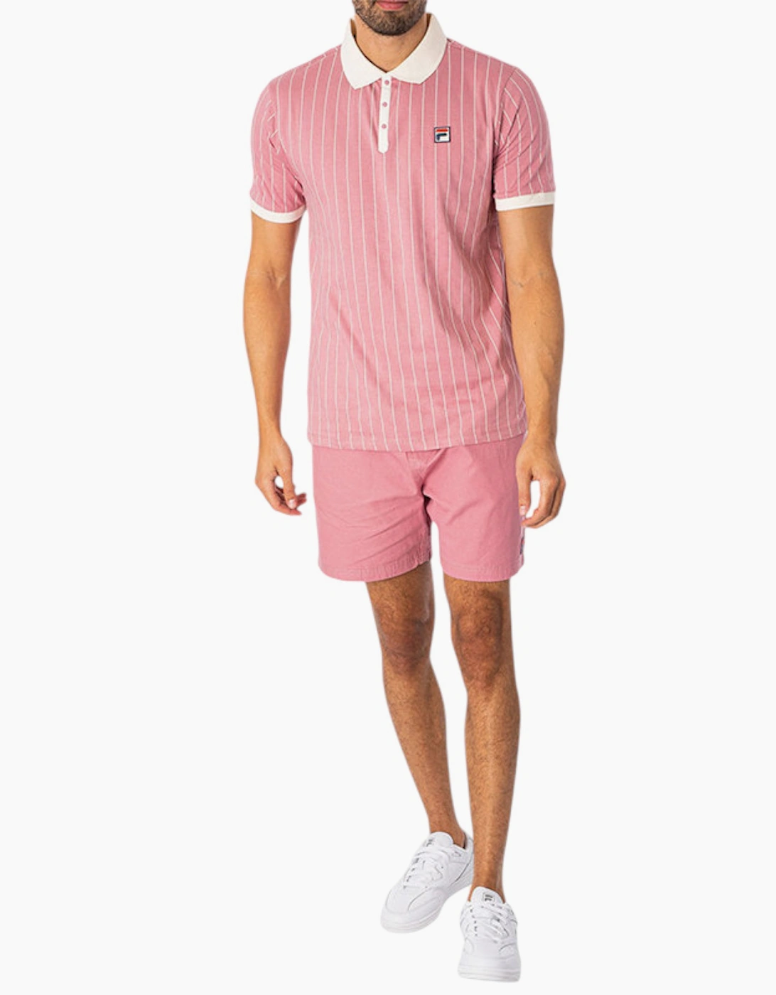 FILA Mens Polo Shirt Short Sleeve Vintage Striped Summer Cotton Sports Golf Tee