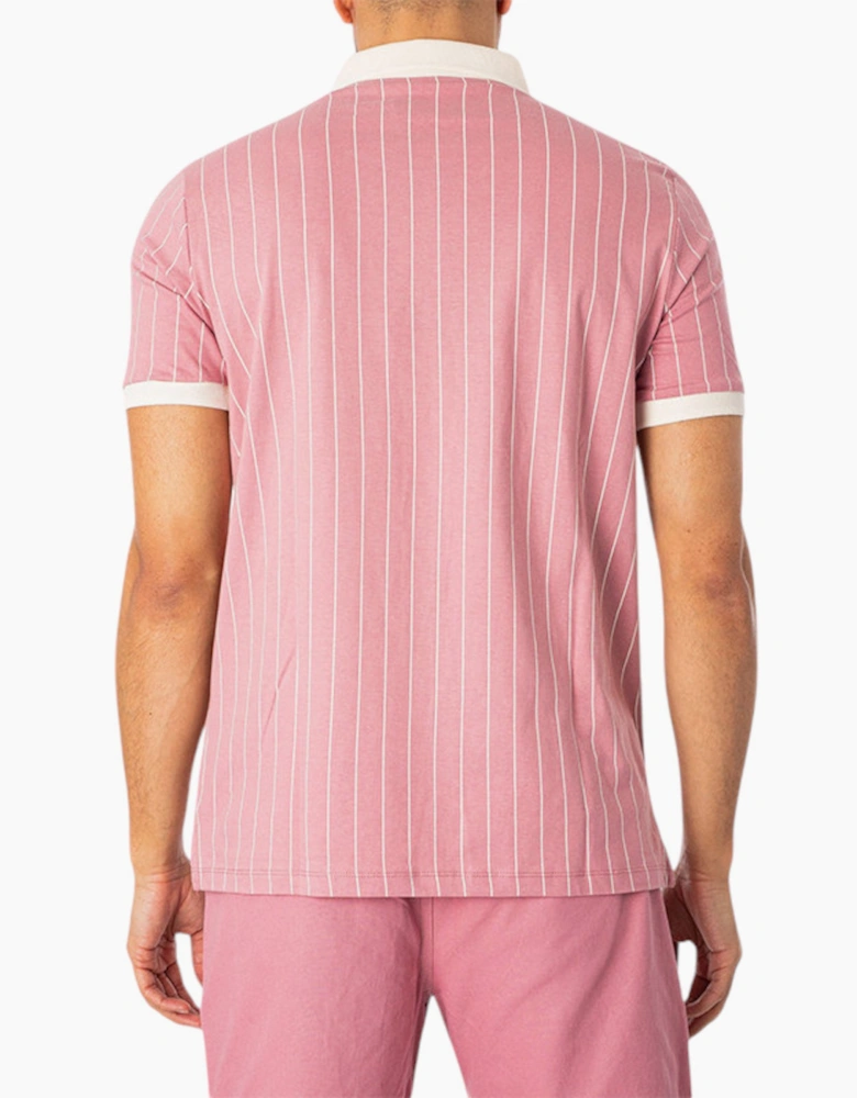 FILA Mens Polo Shirt Short Sleeve Vintage Striped Summer Cotton Sports Golf Tee
