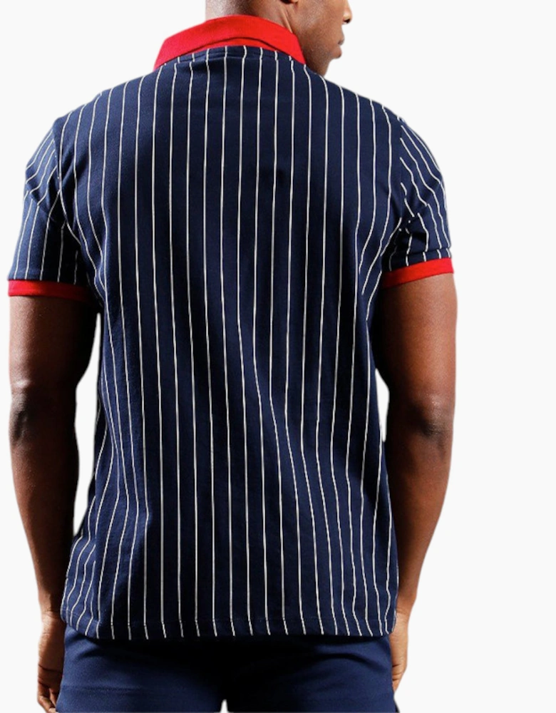FILA Mens Polo Shirt Short Sleeve Vintage Striped Summer Cotton Sports Golf Tee