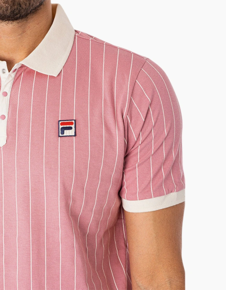 FILA Mens Polo Shirt Short Sleeve Vintage Striped Summer Cotton Sports Golf Tee