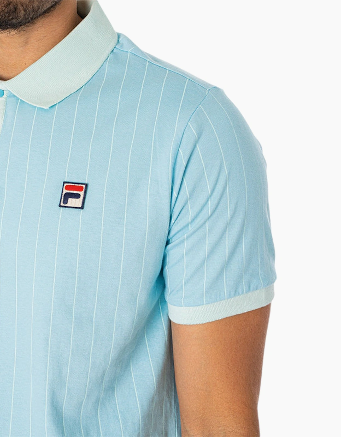 FILA Mens Polo Shirt Short Sleeve Vintage Striped Summer Cotton Sports Golf Tee