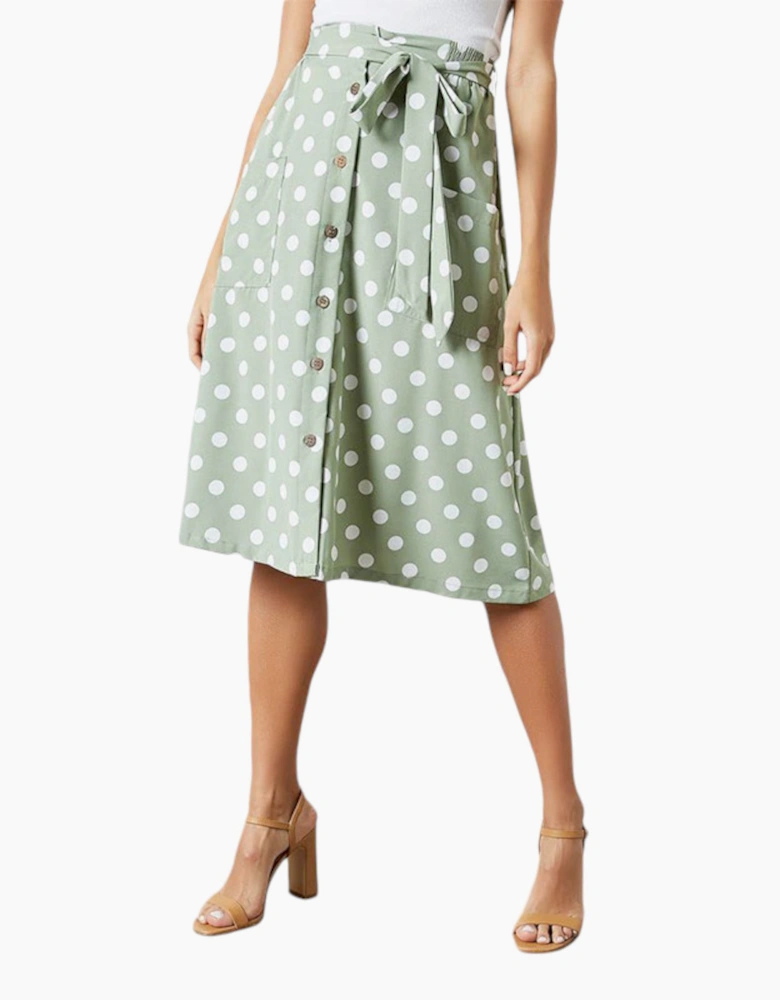 BRAVE SOUL MORA Womens Midi Skirts Stretchy Ladies Polka Dot Print Casual Bottom