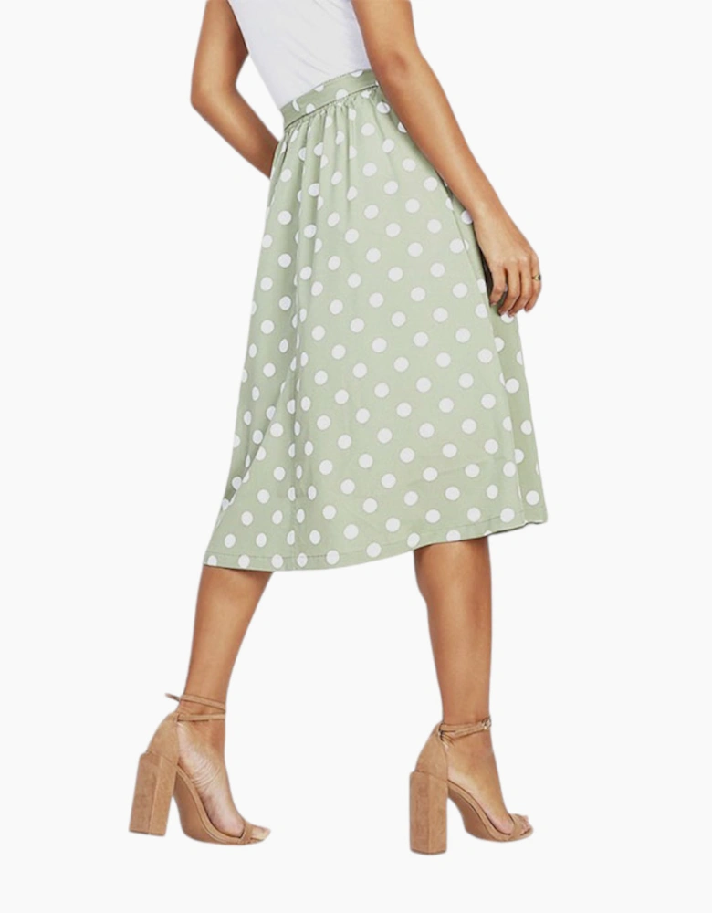 BRAVE SOUL MORA Womens Midi Skirts Stretchy Ladies Polka Dot Print Casual Bottom