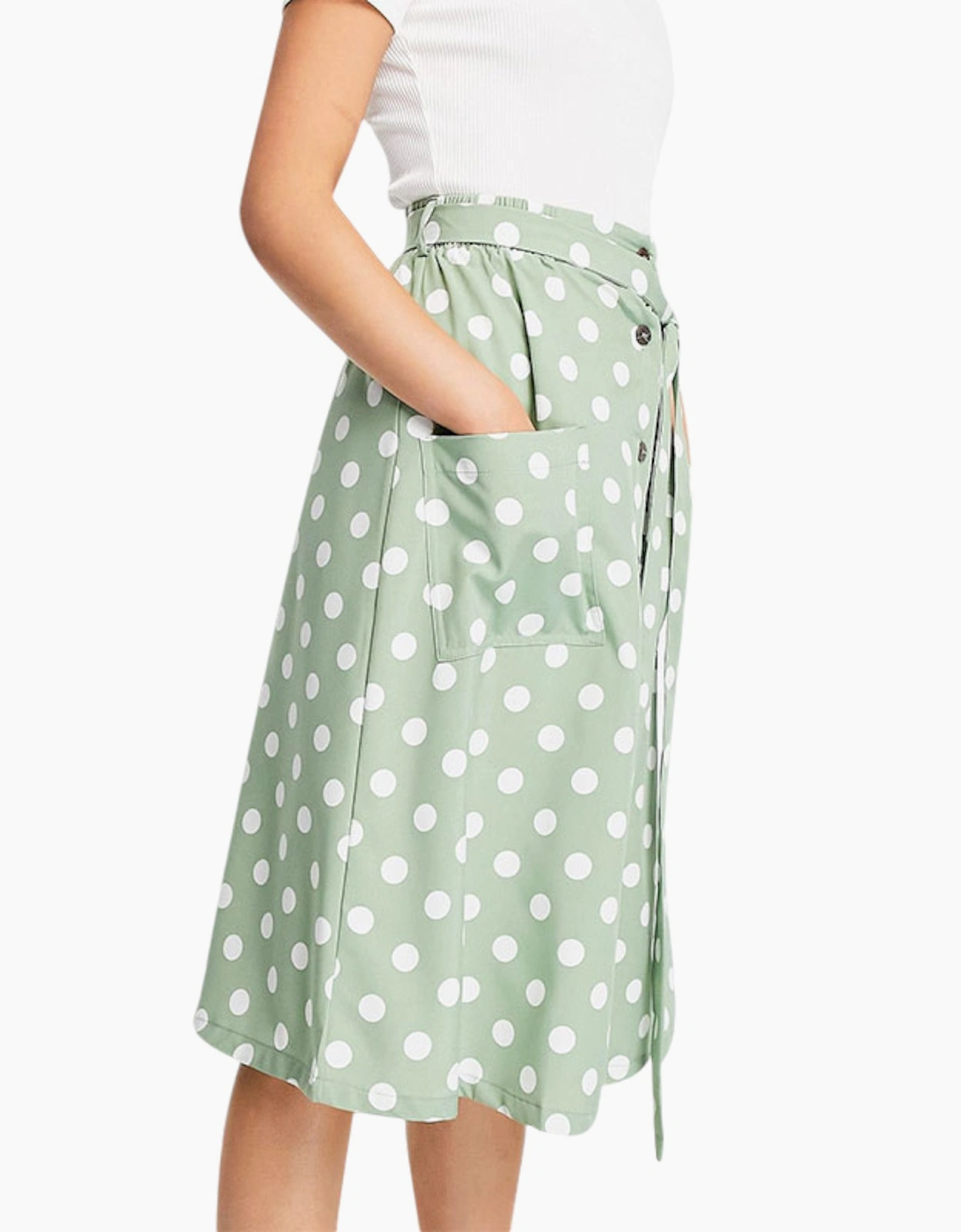 BRAVE SOUL MORA Womens Midi Skirts Stretchy Ladies Polka Dot Print Casual Bottom